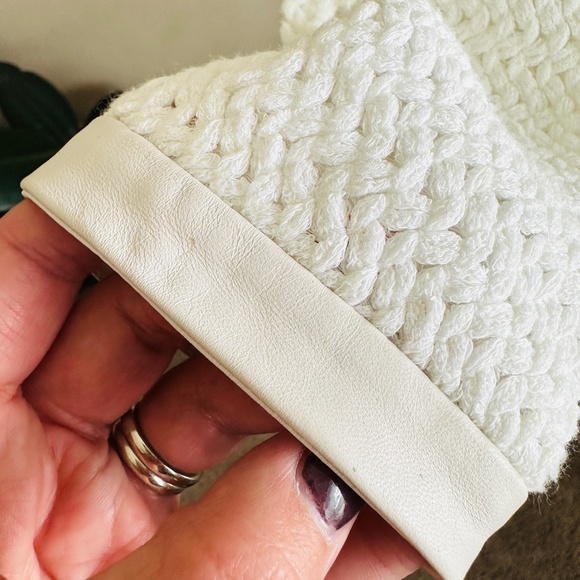 😍 Gorgeous + Unique 🤩 |  AMS Pure Cream White Leather Cotton Knit Jacket 8 - Picture 11 of 15
